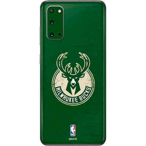NBA Milwaukee Bucks Green Distressed Galaxy S20 Skin