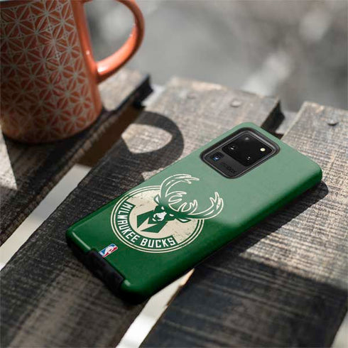 NBA Milwaukee Bucks Green Distressed Galaxy S20 Ultra 5G Pro Case