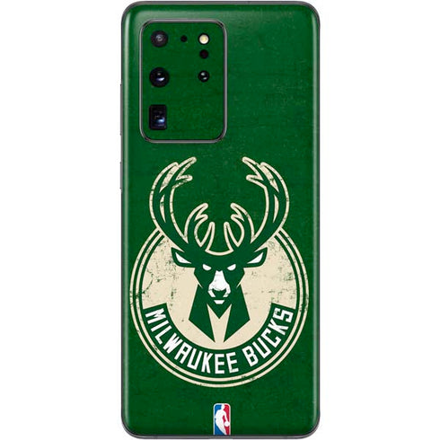 NBA Milwaukee Bucks Green Distressed Galaxy S20 Ultra 5G Skin