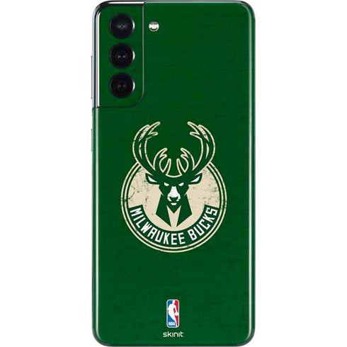 NBA Milwaukee Bucks Green Distressed Galaxy S21 5G Skin