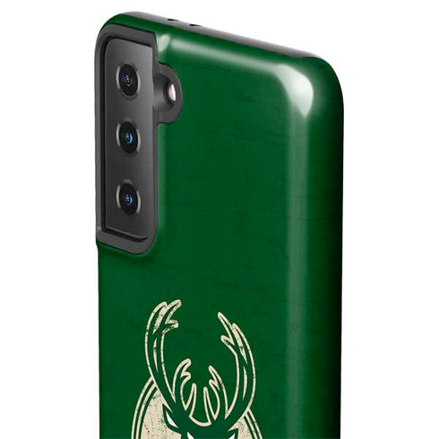 NBA Milwaukee Bucks Green Distressed Galaxy S21 FE Pro Case
