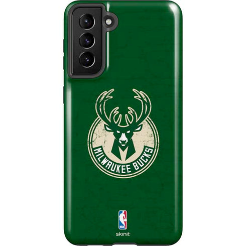 NBA Milwaukee Bucks Green Distressed Galaxy S21 Plus 5G Pro Case