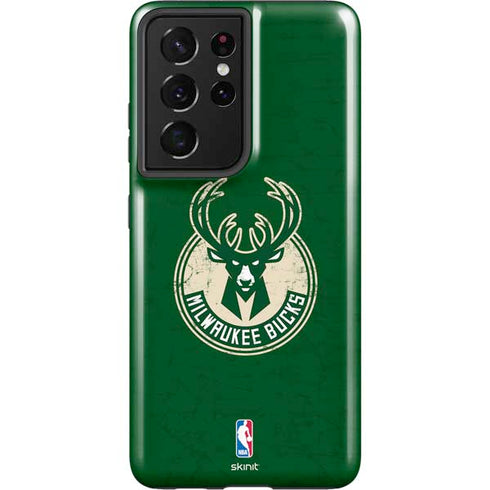 NBA Milwaukee Bucks Green Distressed Galaxy S21 Ultra 5G Pro Case