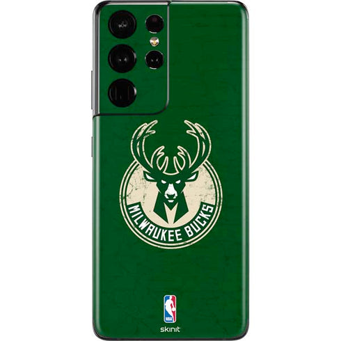 NBA Milwaukee Bucks Green Distressed Galaxy S21 Ultra 5G Skin