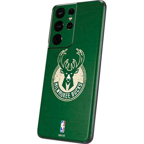 NBA Milwaukee Bucks Green Distressed Galaxy S21 Ultra 5G Skin