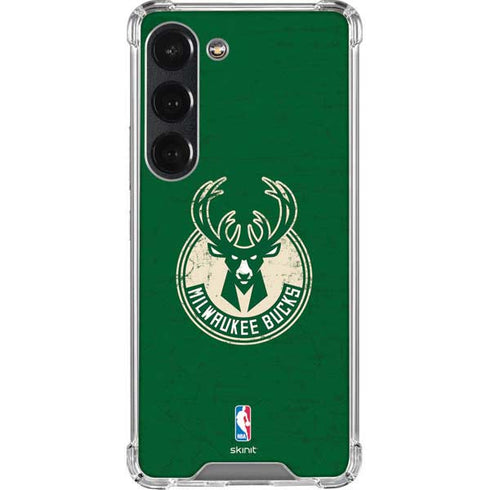NBA Milwaukee Bucks Green Distressed Galaxy S23 Clear Case