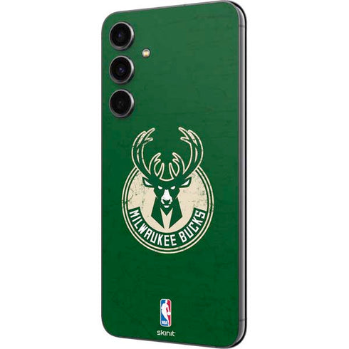 NBA Milwaukee Bucks Green Distressed Galaxy S23 FE Skin