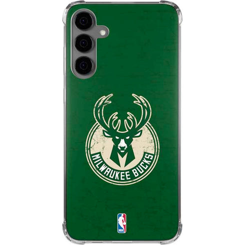 NBA Milwaukee Bucks Green Distressed Galaxy S24 Plus Clear Case