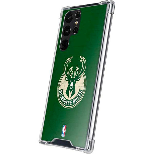NBA Milwaukee Bucks Green Distressed Galaxy S24 Ultra Clear Case