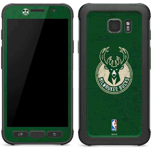 NBA Milwaukee Bucks Green Distressed Galaxy S7 Active Skin