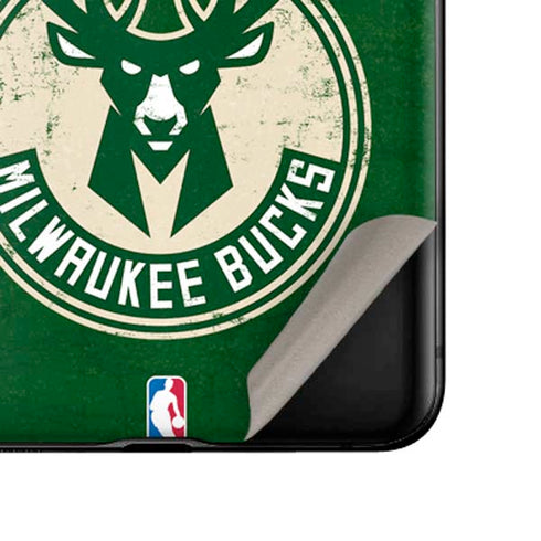 NBA Milwaukee Bucks Green Distressed Galaxy Z Flip Skin