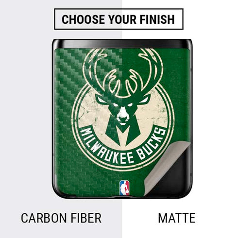 NBA Milwaukee Bucks Green Distressed Galaxy Z Flip Skin