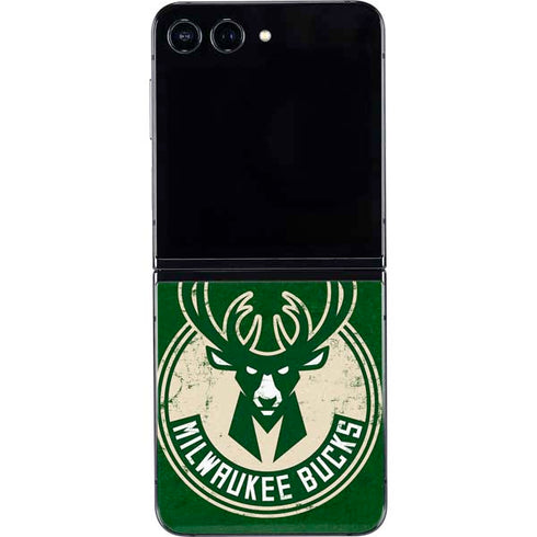 NBA Milwaukee Bucks Green Distressed Galaxy Z Flip5 5G Skin