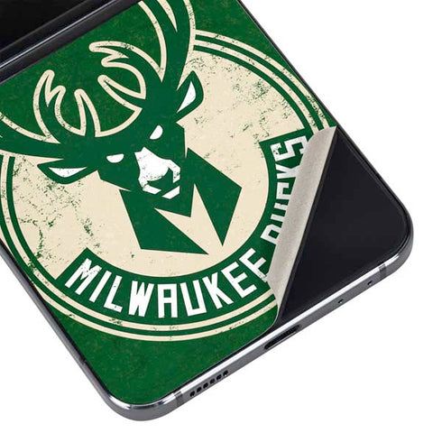 NBA Milwaukee Bucks Green Distressed Galaxy Z Flip5 5G Skin