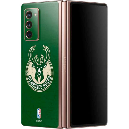 NBA Milwaukee Bucks Green Distressed Galaxy Z Fold2 5G Skin