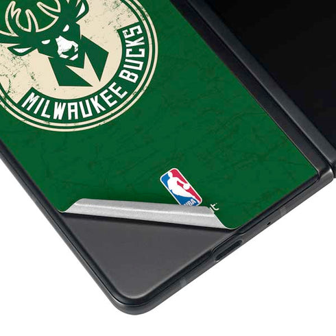 NBA Milwaukee Bucks Green Distressed Galaxy Z Fold4 5G Skin