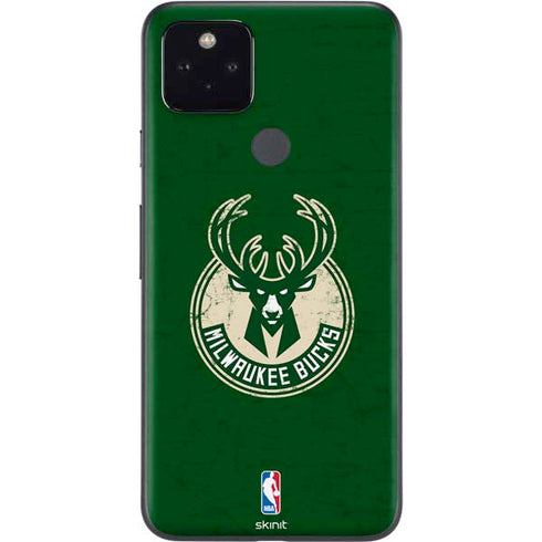 NBA Milwaukee Bucks Green Distressed Google Pixel 5a Skin