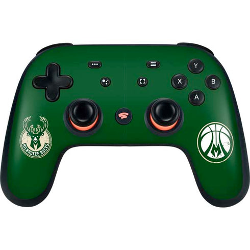 NBA Milwaukee Bucks Green Distressed Google Stadia Controller Skin