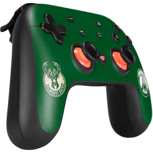 NBA Milwaukee Bucks Green Distressed Google Stadia Controller Skin
