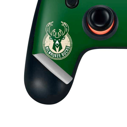 NBA Milwaukee Bucks Green Distressed Google Stadia Controller Skin