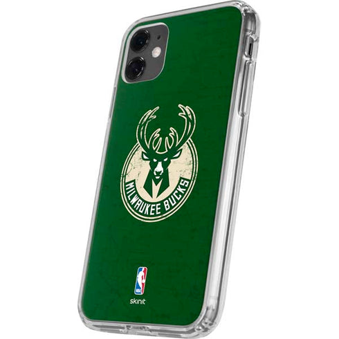 NBA Milwaukee Bucks Green Distressed iPhone 11 Clear Case
