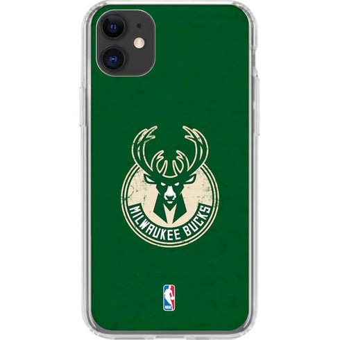 NBA Milwaukee Bucks Green Distressed iPhone 11 Clear Case