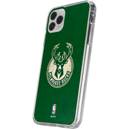 NBA Milwaukee Bucks Green Distressed iPhone 11 Pro Clear Case