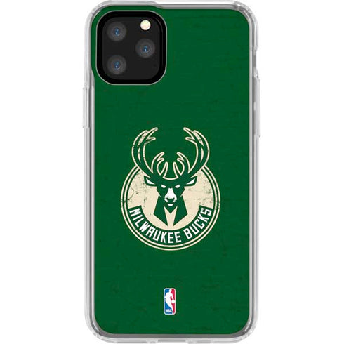 NBA Milwaukee Bucks Green Distressed iPhone 11 Pro Clear Case