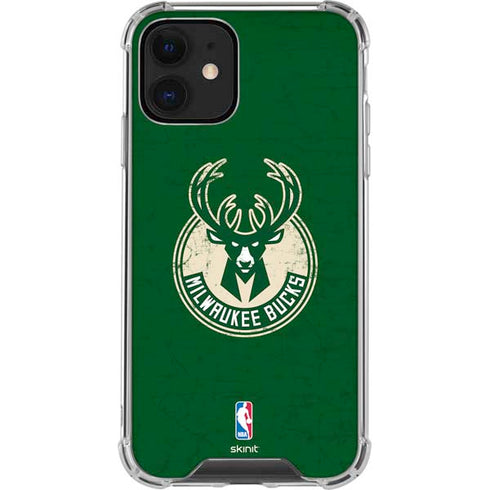 NBA Milwaukee Bucks Green Distressed iPhone 12 Clear Case