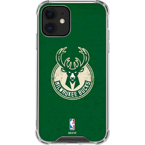 NBA Milwaukee Bucks Green Distressed iPhone 12 Mini Clear Case