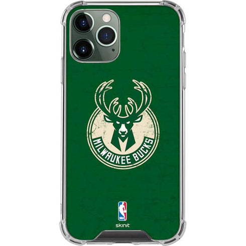 NBA Milwaukee Bucks Green Distressed iPhone 12 Pro Clear Case