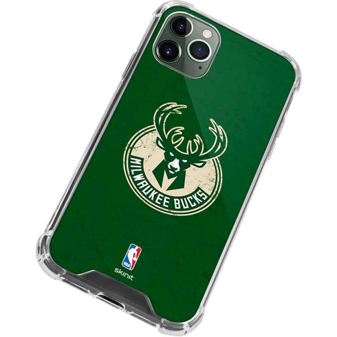 NBA Milwaukee Bucks Green Distressed iPhone 12 Pro Clear Case