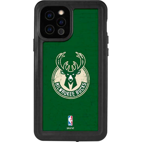 NBA Milwaukee Bucks Green Distressed iPhone 12 Pro Waterproof Case