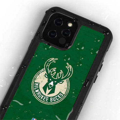 NBA Milwaukee Bucks Green Distressed iPhone 12 Pro Waterproof Case