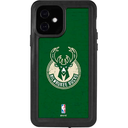 NBA Milwaukee Bucks Green Distressed iPhone 12 Waterproof Case