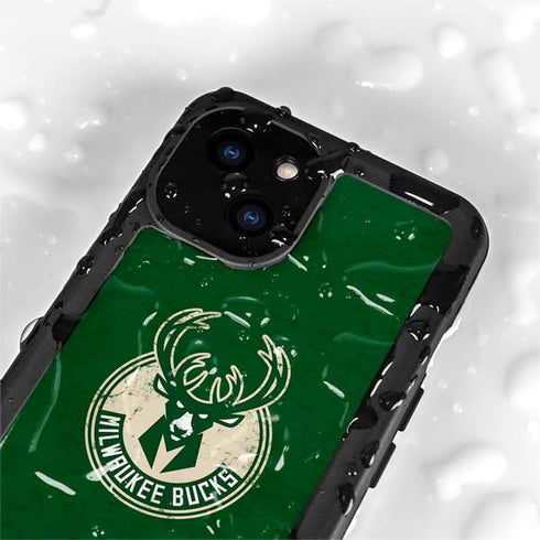 NBA Milwaukee Bucks Green Distressed iPhone 13 Mini Waterproof Case