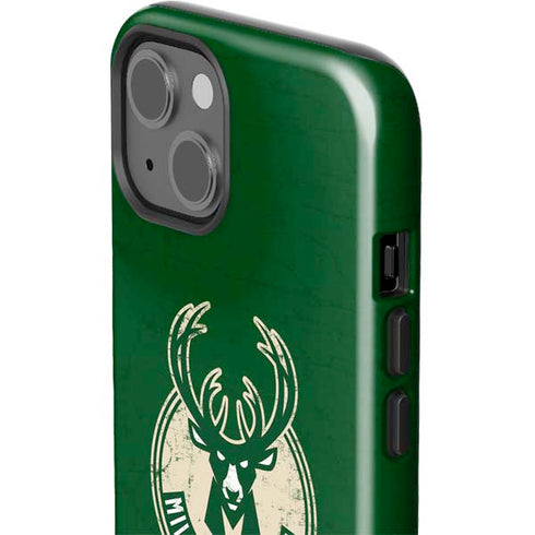 NBA Milwaukee Bucks Green Distressed iPhone 15 Impact Case
