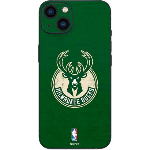 NBA Milwaukee Bucks Green Distressed iPhone 15 Plus Skin
