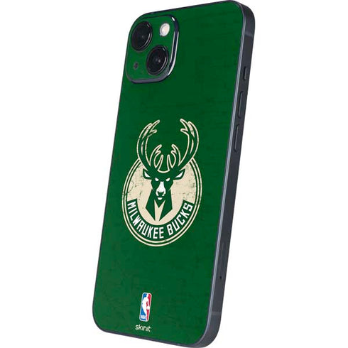 NBA Milwaukee Bucks Green Distressed iPhone 15 Plus Skin