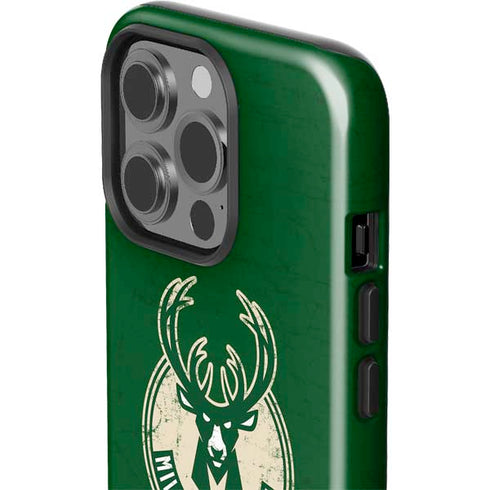 NBA Milwaukee Bucks Green Distressed iPhone 14 Pro Impact Case