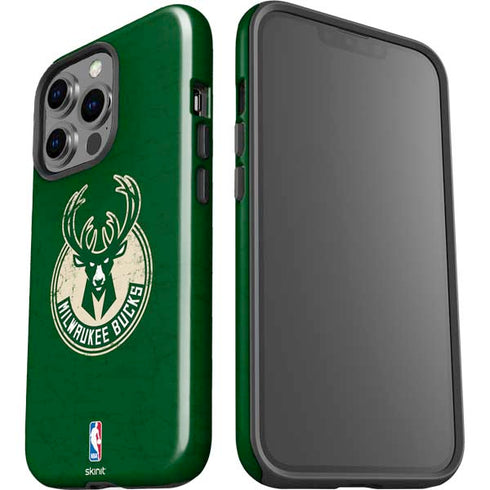 NBA Milwaukee Bucks Green Distressed iPhone 15 Pro Impact Case