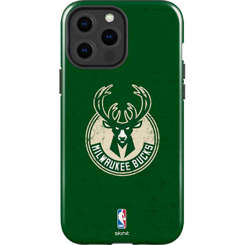 NBA Milwaukee Bucks Green Distressed iPhone 14 Pro Max Impact Case