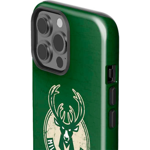 NBA Milwaukee Bucks Green Distressed iPhone 15 Pro Max Impact Case