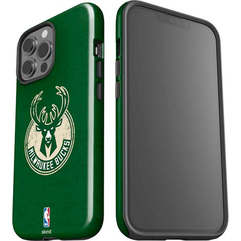 NBA Milwaukee Bucks Green Distressed iPhone 15 Pro Max Impact Case