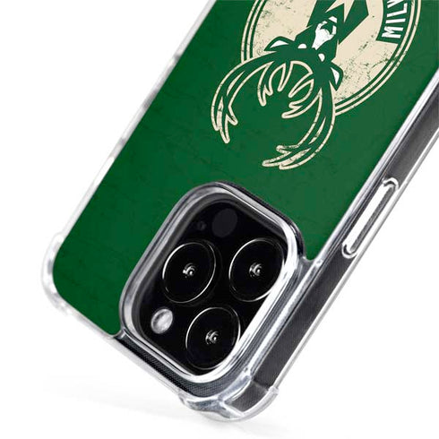 NBA Milwaukee Bucks Green Distressed iPhone 15 Pro Max MagSafe Case