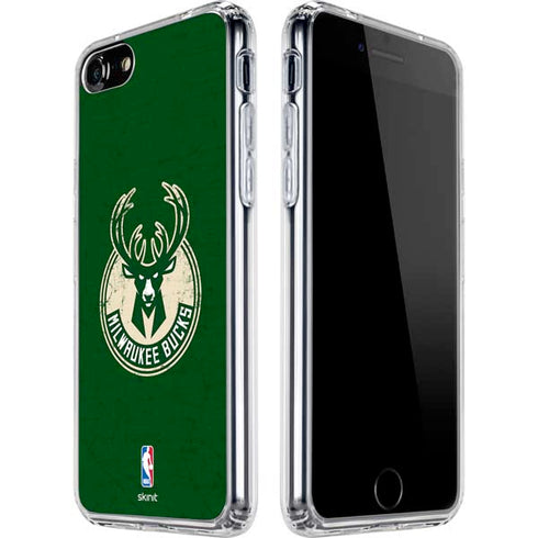 NBA Milwaukee Bucks Green Distressed iPhone SE (2nd & 3rd Gen) Clear Case