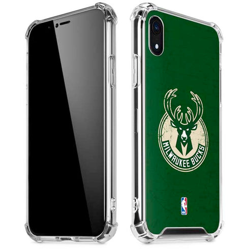 NBA Milwaukee Bucks Green Distressed iPhone XR Clear Case