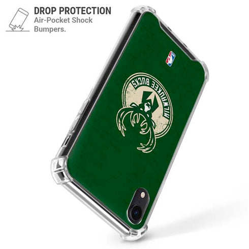 NBA Milwaukee Bucks Green Distressed iPhone XR Clear Case