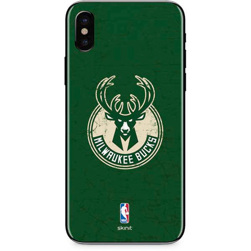 NBA Milwaukee Bucks Green Distressed iPhone XS Skin