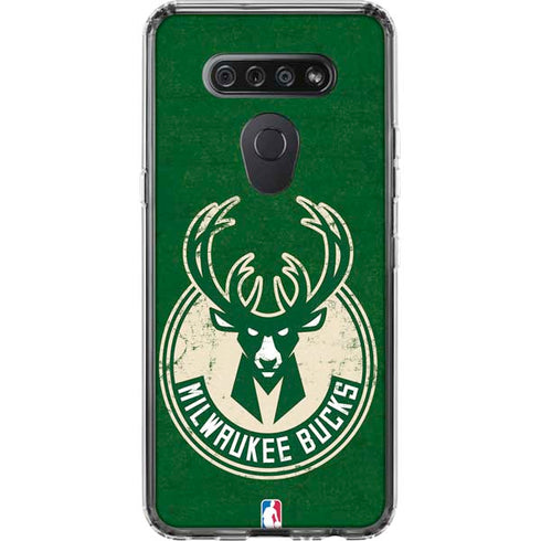 NBA Milwaukee Bucks Green Distressed LG K51/Q51 Clear Case